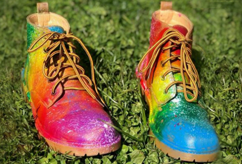 Rainbow painted shoes