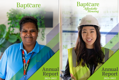 Baptcare annual report front and back cover